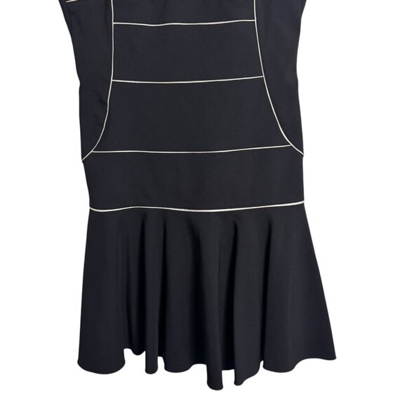 Flavio Castellani Black Fit & Flare Dress with White Piping, Size 42 - Picture 4 of 7